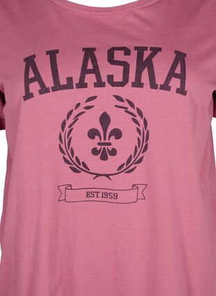 Zizzifashion Cotton T-shirt with text motif, Malaga W. ALASKA, Packshot image number 2