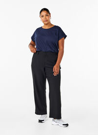 Straight fit trousers with high waist, Black, Model