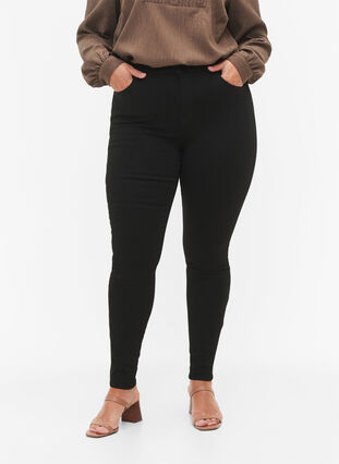 Zizzifashion Stay black Amy jeans with high waist, Black, Model image number 3
