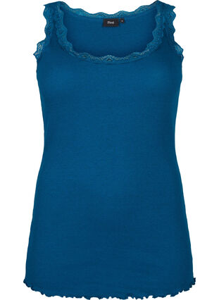 Zizzifashion Top with lace trim, Blue Opal, Packshot image number 0