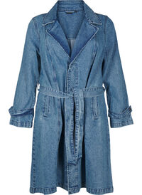 Denim trench coat with belt