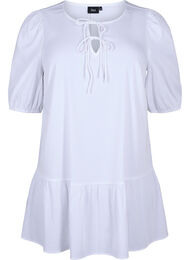 Tunic in viscose with ties, Bright White, Packshot