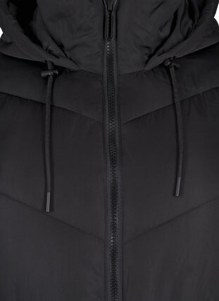 Zizzifashion Mid-length puffer jacket with hood, Black, Packshot image number 2