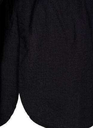 Zizzifashion Shirt blouse with button closure in cotton-linen blend, Black, Packshot image number 3