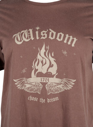 Zizzifashion Organic cotton T-shirt with print, Brown Wash W. Wisdom, Packshot image number 2