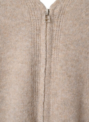 Zizzifashion Knitted cardigan with zipper and pockets, Simply Taupe Mel., Packshot image number 3