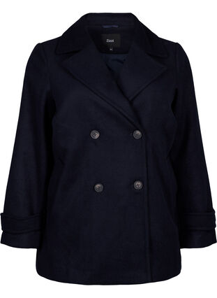 Zizzifashion Short wool coat with pockets, Dark Navy, Packshot image number 0