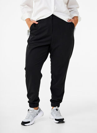 Zizzifashion Trousers with elasticated waist and ankle, Black, Model image number 2