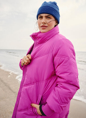 Long 42-60 - winter puffer Zizzifashion Sz. jacket - Pink -