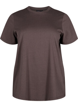 Zizzifashion Basic cotton T-shirt with round neck, Chocolate Martini, Packshot image number 0