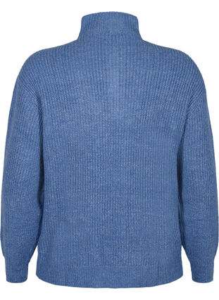 Zizzifashion FLASH - Knitted sweater with high neck and zipper, Coastal Fjord Mel., Packshot image number 1