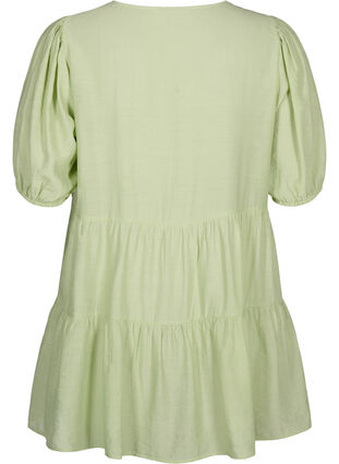 Zizzifashion A-line viscose tunic with lace-up detail, Foam Green, Packshot image number 1