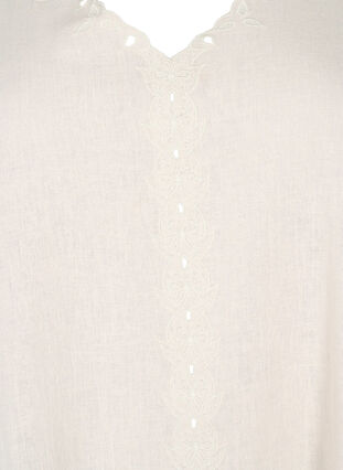 Zizzifashion Viscose-Linen Mix Blouse with Embroidery, Moonbeam, Packshot image number 2