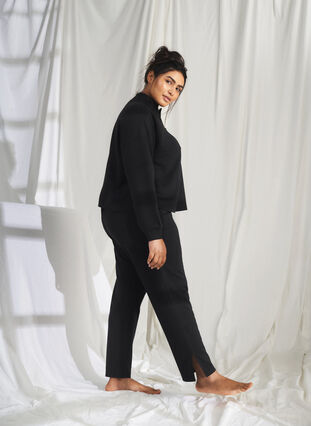 Zizzifashion Trousers in modal mix with slit, Black, Image image number 0