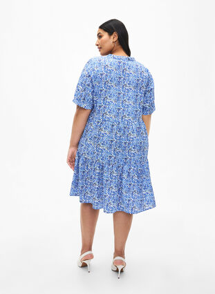 Zizzifashion FLASH - Printed A-line dress, White Blue AOP, Model image number 1