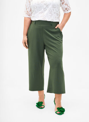 Zizzifashion 7/8 pants with loose fit, Thyme, Model image number 2