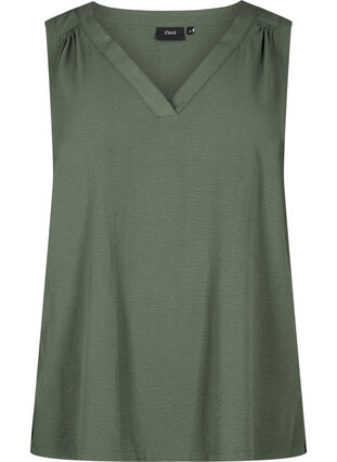 Zizzifashion Sleeveless top with wrinkle details, Thyme, Packshot image number 0