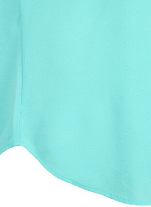 Zizzifashion Blouse with short sleeves and a round neckline, Turquoise, Packshot image number 3