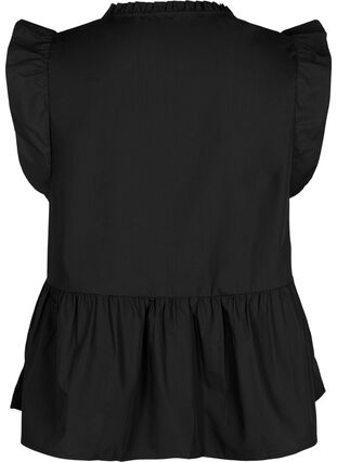 Zizzifashion Sleeveless top with pin-tuck and ruffle details, Black, Packshot image number 1