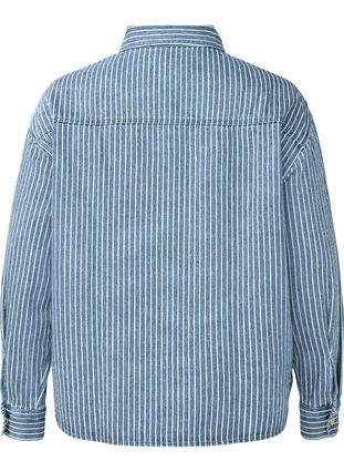 Zizzifashion Striped denim shirt with chest pockets, Light B.Denim Stripe, Packshot image number 1