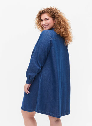 Zizzifashion Long sleeve denim dress, Blue denim, Model image number 1