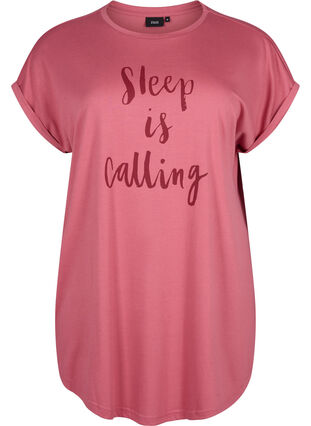 Zizzifashion Short sleeve nightgown with text print, Slate Rose Sleep, Packshot image number 0