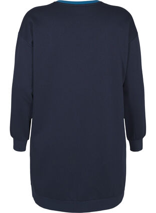 Zizzifashion Long sweatshirt with colourblock, Navy B. Color Block, Packshot image number 1