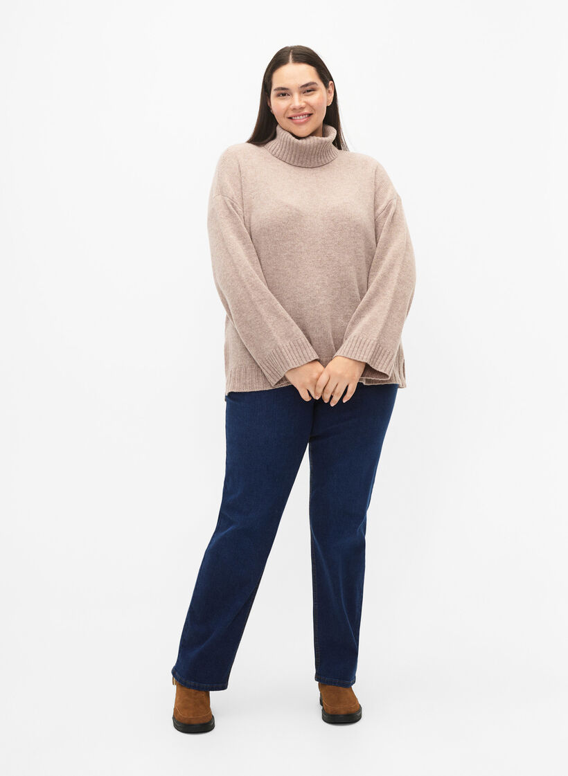 Wool cashmere turtleneck beige mélange