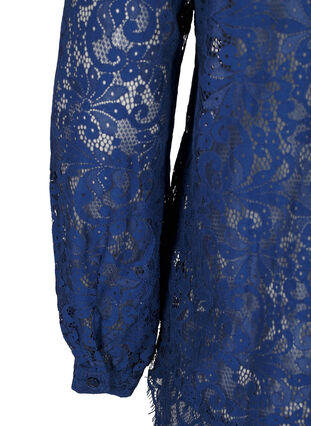 Zizzifashion Lace blouse with bow detail, Estate Blue, Packshot image number 3