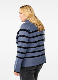 Striped knitted jumper with a roll neck, B.Sea w.BlackStripes, Model