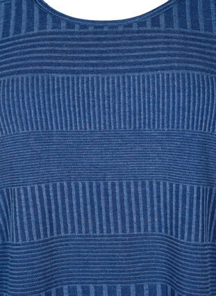Zizzifashion Blouse with 3/4 sleeves and striped pattern, Estate Blue Melange, Packshot image number 2