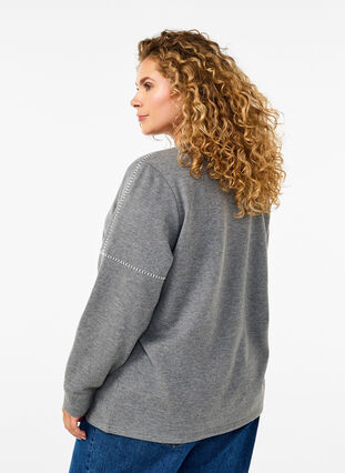 Zizzifashion Sweatshirt with contrast stitching, Medium Grey Mél, Model image number 1