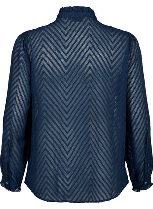 Zizzifashion Shirt blouse with ruffles and patterned texture, Navy Blazer, Packshot image number 1