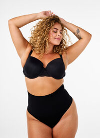 Seamless G-string with a regular waist, Black, Model