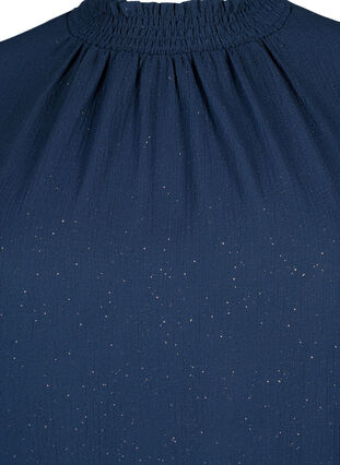 Zizzifashion FLASH - Long sleeved blouse with smock and glitter	, Navy w. Gold, Packshot image number 2
