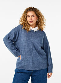 Knitted blouse with a round neck and center seam, Bering Sea Mel., Model