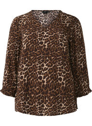 Leopard print blouse with 3/4 sleeves, Leo AOP, Packshot