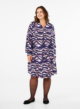 Zizzifashion Knee-length dress with print and A-shape, Naval Academy AOP, Model image number 2