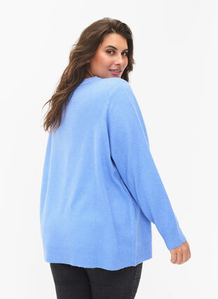 Zizzifashion Long-sleeved pullover with round neck	, Blue Bonnet Mel., Model image number 1