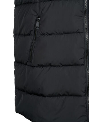 Zizzifashion Long vest with hood and pockets, Black, Packshot image number 3
