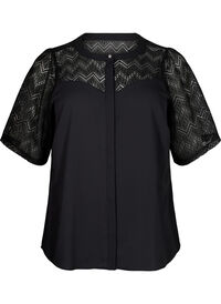 Shirt blouse with short lace sleeves