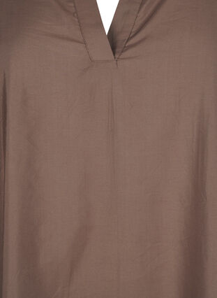 Zizzifashion Viscose tunic with V-neck and collar, Chocolate Chip, Packshot image number 2