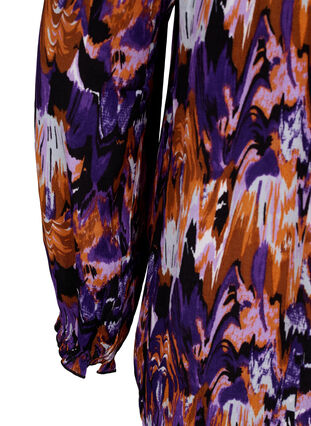 Zizzifashion Long-sleeved viscose blouse with print, Pansy AOP, Packshot image number 3