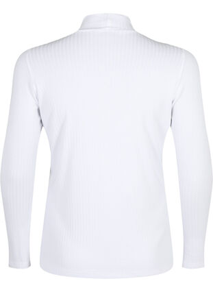 Zizzifashion Fitted viscose blouse with high neck, Bright White, Packshot image number 1