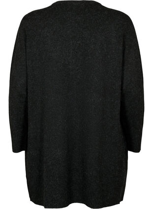 Zizzifashion Ribbed Knit Cardigan with Pockets, Dark Grey Melange, Packshot image number 1
