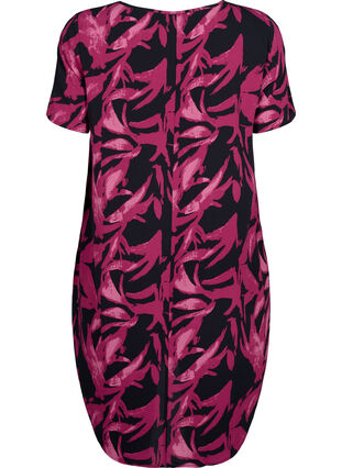 Zizzifashion Dress with print and short sleeves, Bl.Purple Leaf AOP, Packshot image number 1