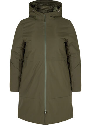 Zizzifashion Winter jacket with adjustable waist, Forest Night, Packshot image number 0