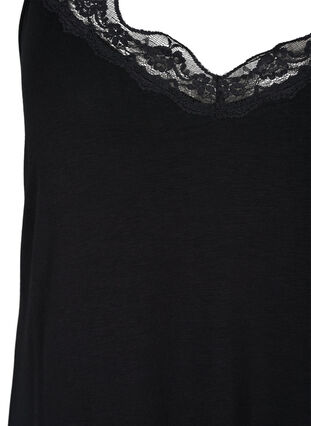 Zizzifashion Viscose nightgown with lace trim, Black, Packshot image number 2