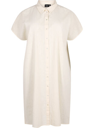 Zizzifashion Long shirt in cotton blend with linen, Sandshell, Packshot image number 0