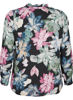 Zizzifashion Long-sleeved blouse with floral print, Rose Flower AOP, Packshot image number 1